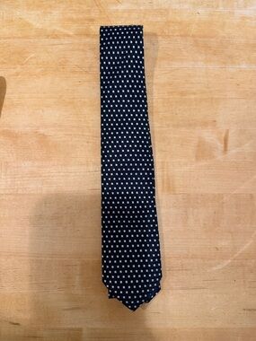 Pronto Uomo Navy Blue Tie with White Micro Squares